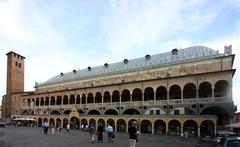 Piazza della Frutta in Padua with Torre degli Anziani and Palazzo della Ragione