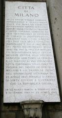 commemorative plaque honoring partisans at Palazzo Marino in Milan