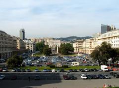 Panoramic view of Piazza della Vittoria in Genova taken from Scalinata delle Caravelle