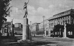 Genova Piazza della Vittoria in the 1930s with fasci littori monuments