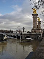 Flood of the Seine River at Pont Alexandre III in Paris on January 26, 2018