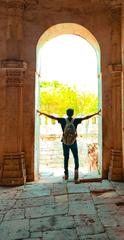 Uparkot Fort with ancient walls and structures in Junagadh, Gujarat