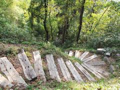 Stairs through Segonzano earth pyramids paths