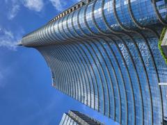 Unicredit Tower viewed from Gae Aulenti square in Milan