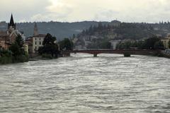 Ponte delle Navi in Verona with elevated water levels