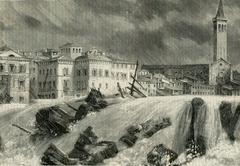 historical image of Verona's Ponte Nuovo collapsing