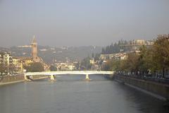 panoramic view of Verona with a bridge crossing the Adige River