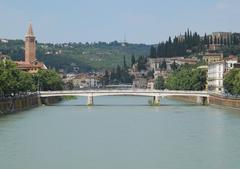 Ponte Nuovo bridge in Verona with Sant'Anastasia parish church in the background