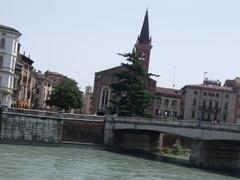 Ponte Nuovo bridge over the Adige River and Church of San Tomaso Cantuariense in Verona