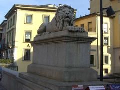 Ponte dei Leoni Monza with lion statue detail