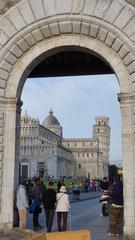 Pisa Cathedral and Leaning Tower of Pisa through an arch