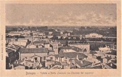 Vintage view of Porta Zamboni and Bologna San Vitale Station around 1900