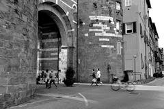 Porta San Gervasio in black and white, an Italian cultural heritage monument