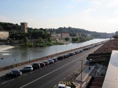 Hotel River terrace overlooking Lungarno Serristori in Florence