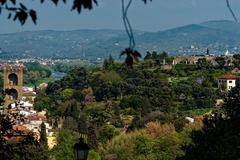 View East from Giardino Bardini in Florence featuring Porta San Niccolò and Piazzale Michelangelo