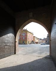 View from under the arch of Porta San Vitale looking outwards