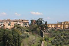 Walls of Siena west of Porta Tufi