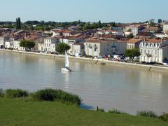 view of Tonnay-Charente from the top of the bridge