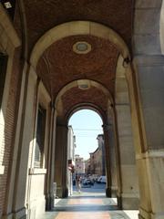 Portici della Questura monument in Bologna, Italy, part of cultural heritage