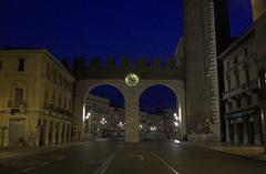 Night view of Portoni della Bra in Verona from Corso Porta Nuova