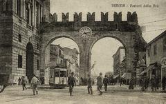 Tram in Verona passing through Portoni della Brà