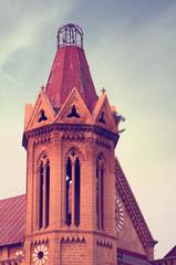 Adjoining tower of Frere Hall in Karachi, Pakistan