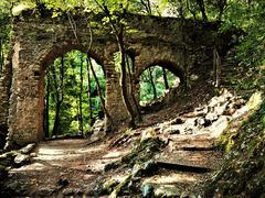 Ruins of medieval aqueduct in Valle delle Ferriere