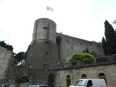 Bergamo Rocca fortress with lush green trees