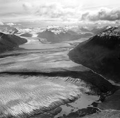 Knik Glacier valley terminus, Colony Glacier, and Lake George Glacier, September 1966