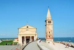 Caorle Italy seaside view with colorful buildings