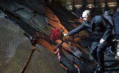 Vladimir Putin at the inauguration of the 'Wall of Grief' memorial