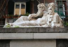 Ancient statue of the Nile God in Naples city center