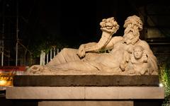 Ancient Roman marble statue in Piazzetta Nilo, Naples