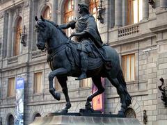 bronze equestrian statue at Plaza de Chile in Buenos Aires