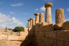 View of the Temple of Hercules in Agrigento, Sicily, Italy