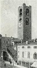 Bergamo Torre del Comune woodcut