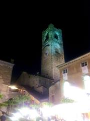 Night view of the Campanone in Bergamo