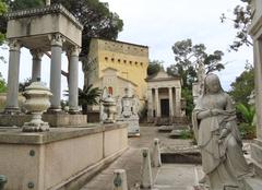 ancient tombs and Pagana tower in the monumental cemetery