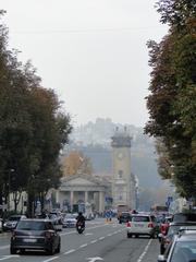 Panoramic view of Bergamo cityscape with historical buildings and greenery