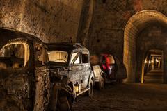 Vintage cars in Galleria Borbonica tunnel, Naples