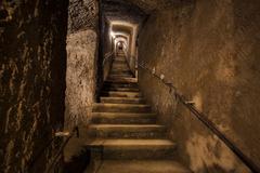 Stairs at the main entrance of Galleria Borbonica in Naples