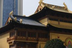 Jing'an Temple in Shanghai, China, on a clear day