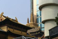 Jing'an Temple in Shanghai, China on a clear day