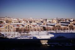 Snow-covered Madrid street during Storm Filomena