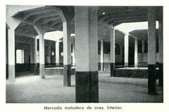 Interior view of Matadero Municipal in Madrid, 1918