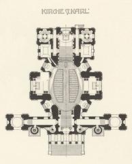 Architectural plan of St. Karl Church in Wien from Moderne im Kirchenbau