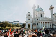 large crowd gathered at Karlsplatz for Germany's Fridays for Future climate strike kickoff rally