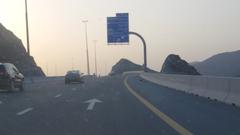 Fujairah Dubai Road in UAE showing a scenic highway with mountains in the background