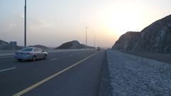 Fujairah Dubai road with clear blue sky in UAE