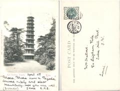 Early postcard of Pagoda at Kew Gardens, sent in April 1901.